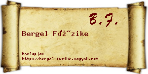 Bergel Füzike névjegykártya